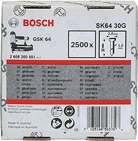 Bosch Professional SK64 30G Senkkopf-Stift verzinkt Tacker-Nägel, 30x1.6mm, 2500 Stück