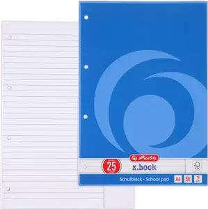 Herlitz x.book Schulblock, A4, Lineatur 25, 50 Blatt