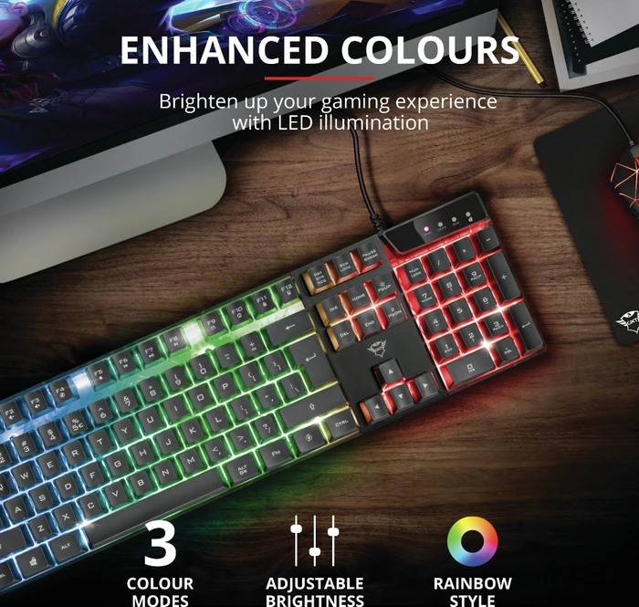 Trust Gaming GXT 835 Azor, LEDs RGB, USB, IT