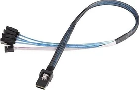 SilverStone Kabel Mini SAS HD x4 SFF 8087 Stecker auf 4x SATA 7-Pin Stecker, 0.5m (SST-CPS03-RE / 40149)