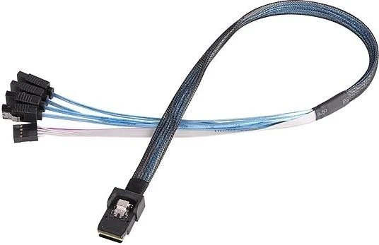 SilverStone Kabel Mini SAS HD x4 SFF 8087 Stecker auf 4x SATA 7-Pin Stecker, 0.5m