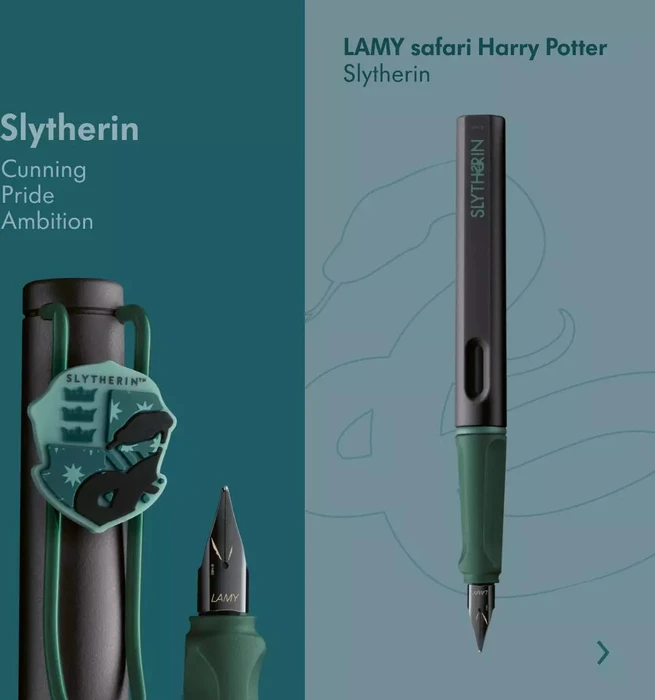 Lamy safari Harry Potter Wappen schwarz, rechte Hand, mittel, 4er-Set