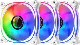 LC-Power Case Fan 120mm ARGB Reverse, weiß, LED-Steuerung, Fernbedienung, 120mm, 3er-Pack