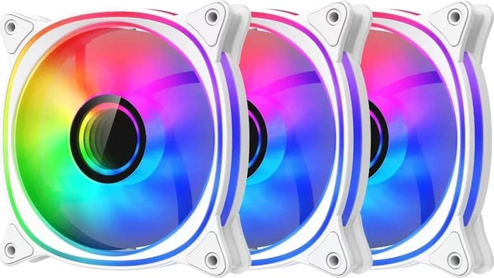 LC-Power Case Fan 120mm ARGB Reverse, weiß, LED-Steuerung, Fernbedienung, 120mm, 3er-Pack
