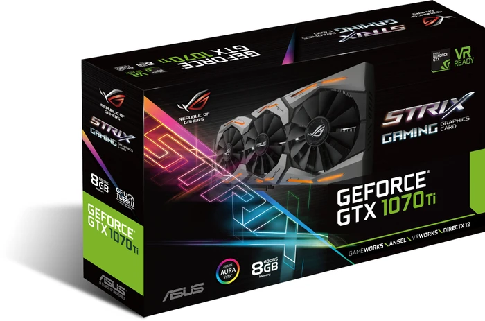ASUS ROG Strix GeForce GTX 1070 Ti, ROG-STRIX-GTX1070TI-8G-GAMING, 8GB GDDR5, DVI, 2x HDMI, 2x DP
