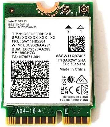 Intel Wi-Fi 7 R2 Series BE213 ohne vPro, 2.4GHz/5GHz/6GHz WLAN, Bluetooth 6.0, M.2/E-Key 2230 CNVi