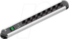 Bachmann Primo, 2x USB, 8-fach, Schalter, 1.7m, schwarz/silber