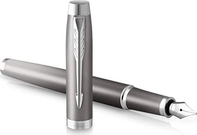 Parker IM Writing Rituals grau/chrome trim, rechte Hand, mittel, Geschenkbox