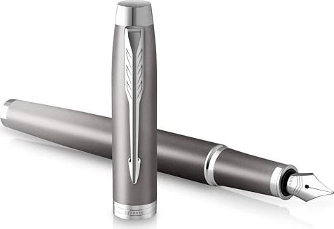 Parker IM Writing Rituals grau/chrome trim, rechte Hand, mittel, Geschenkbox