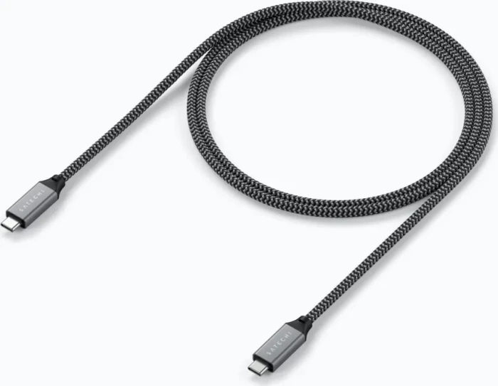 Satechi USB4 Kabel, 40Gb/s, 100W PD, USB-C Stecker auf USB-C Stecker, Space Grey, 80cm