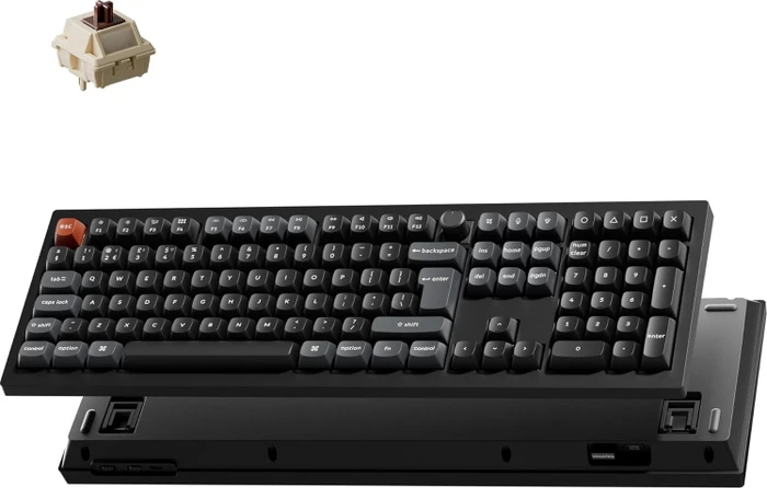 Keychron V6 Ultra 8K Wireless, schwarz, LEDs RGB, hot-swap, Keychron Silk POM BROWN, USB/Bluetooth, UK