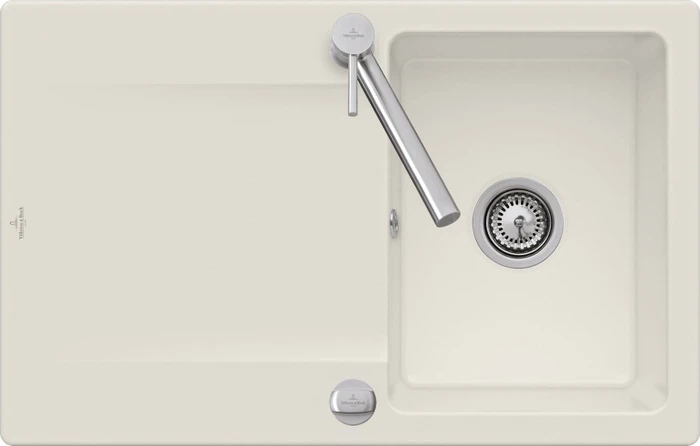 Villeroy & Boch Siluet 800x510mm Einbau Becken reversibel mit Ablauffernbedienung crema