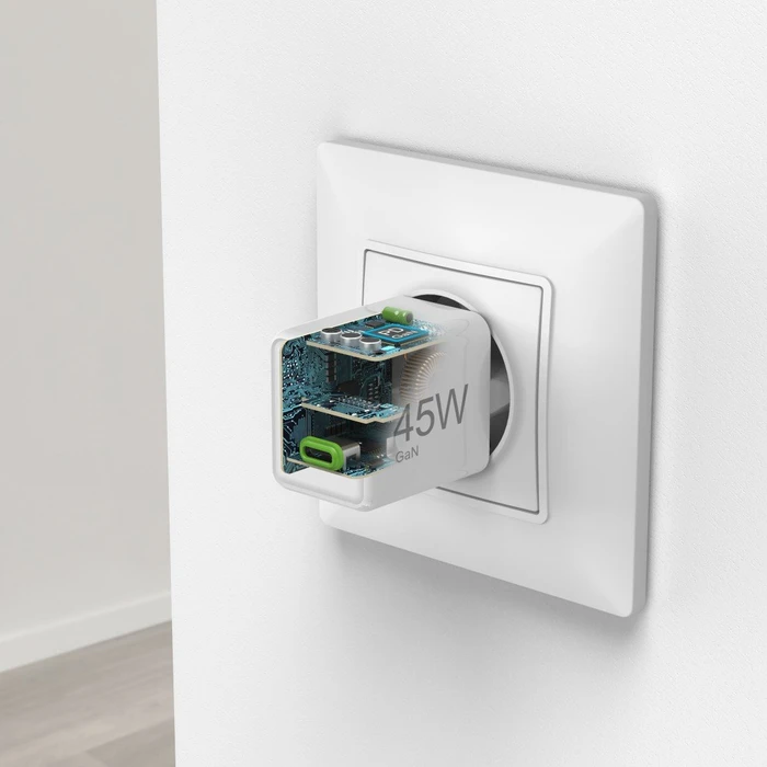 Hama GaN Schnellladegerät Super-Mini, USB-C, 1x USB-C, 45W, weiß