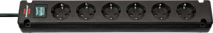 Brennenstuhl Bremounta mit Schalter, 6-fach, 3m, schwarz