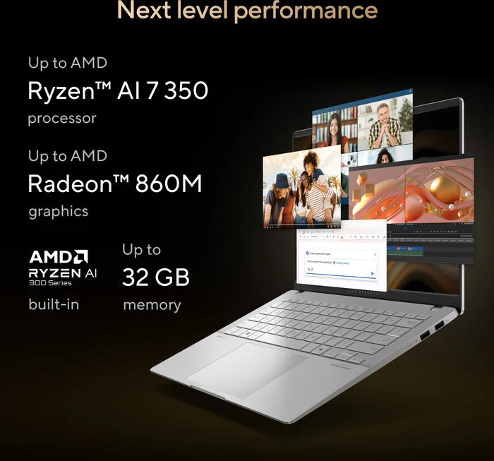 ASUS VivoBook S 14 M5406KA-QD037W, Cool Silver, Ryzen AI 7 350, 16GB RAM, 1TB SSD, DE