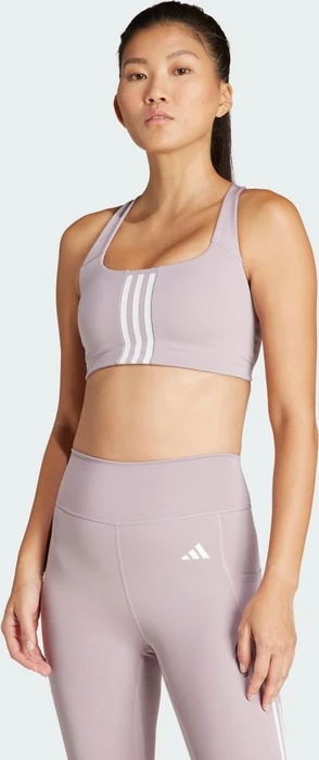 adidas Powerimpact Training Medium-Support 3-Streifen Sport-BH preloved fig (Damen)