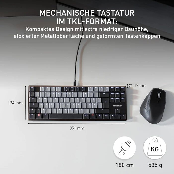 Cherry KC 500 MX LP TKL, schwarz, MX LOW PROFILE 2.0 IVORY, USB, DE