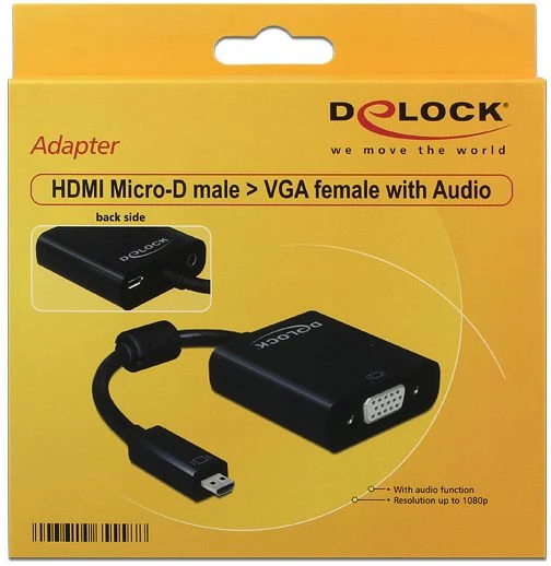 DeLOCK HDMI Mikro-D/VGA Adapter mit Audio schwarz