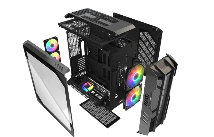 Cooler Master HAF 700, Titanium Grey, grau, Glasfenster