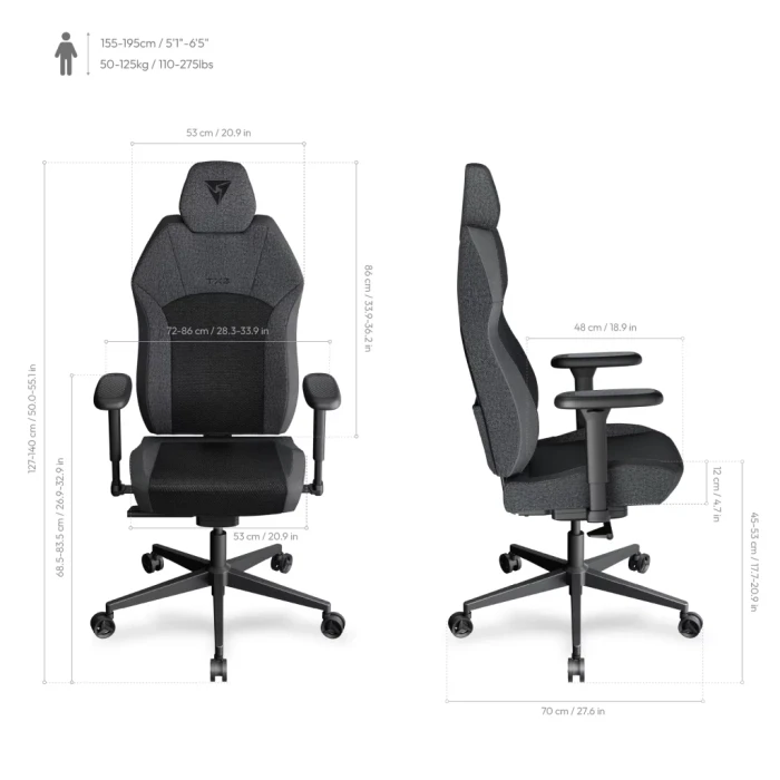 Thunder X3 SOLO 360 Mesh Gamingstuhl, schwarz
