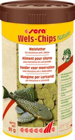 sera Wels-Chips Nature Hauptfutter für Ancistrus und L-Welse, 95g, 250ml