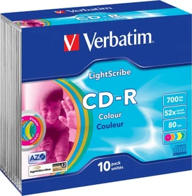 Verbatim Azo Lightscribe Colour CD-R 80min/700MB, Lightscribe, 10er Slimcase