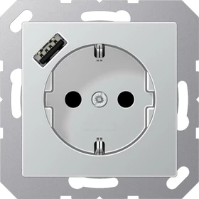 Jung SCHUKO Steckdose mit USB-Ladegerät, aluminium