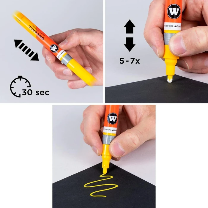 Molotow ONE4ALL Twin 1.5/4mm Acrylmarker Basic-Set 1 sortiert, 6er-Set, Etui