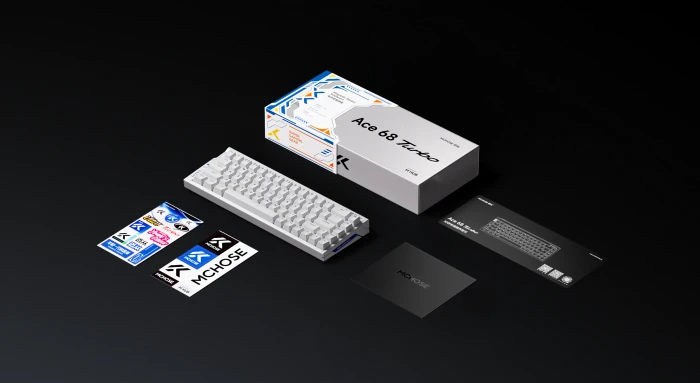 Mchose Ace 68 Turbo HE Gaming Keyboard, Nova White, LEDs RGB, Mount Tai Magnetic Switch GT, USB, US