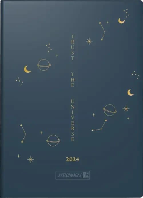Brunnen Taschenkalender Modell 731 Wochenkalender 2024, 100x140mm, Kunststoff-Cover, Universe, 72 Blatt