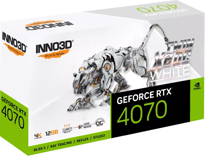 INNO3D GeForce RTX 4070 Twin X2 OC White, 12GB GDDR6X, HDMI, 3x DP