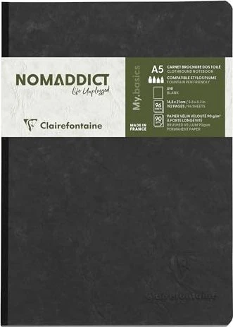 Clairefontaine Notizbuch schwarz, A5, glatt, Hardcover, 96 Blatt