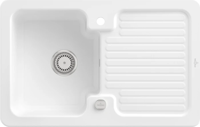 Villeroy & Boch Condor 45 Einbau Becken reversibel mit Ablauffernbedienung stone white