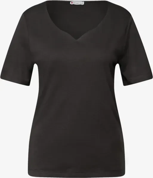 Street One Herzausschnitt T-Shirt kurzarm darkest brown (Damen)