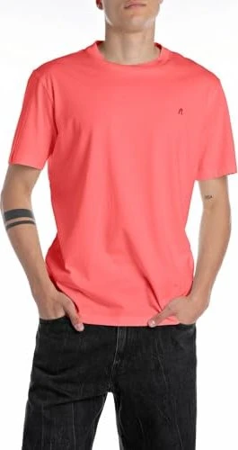 Replay Logo-Stickerei T-Shirt kurzarm poppy red (Herren)
