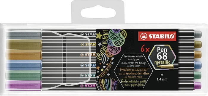 Metallic Farben sortiert, 6er-Set, Kunststoffetui