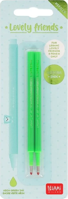 Legami Lovely Friends Refill Gel-Mine 0.5mm neon grün, 2er-Set (REFCPP0006)