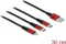 DeLOCK USB Ladekabel 3 in 1 USB Typ-A zu Lightning/2x USB Type-C 0.3m Vorschaubild