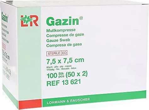 Lohmann & Rauscher Gazin Mullkompresse steril 8-fach, 7.5 x 7.5cm, 100 Stück (50x 2 Stück)