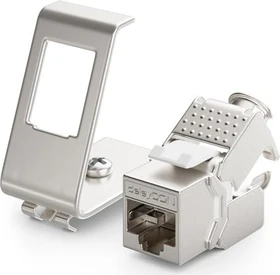 deleyCON Keystone Modul RJ-45 Buchse via Verlegekabel, Cat6a, STP, inkl. 1-Port Hutschienenadapter