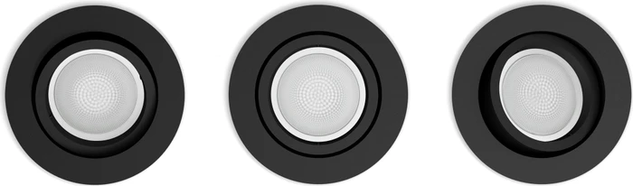 Philips Hue White and Color Ambiance Centura Einbauleuchte rund schwarz, 3 Stück