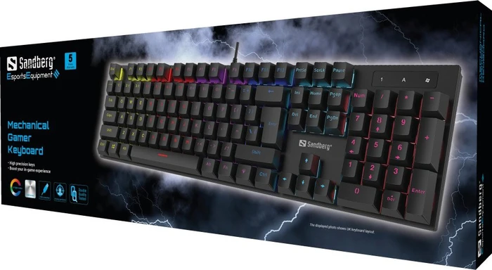 Sandberg Mechanical Game Keyboard, Gaote Outemu BLUE, USB, DE