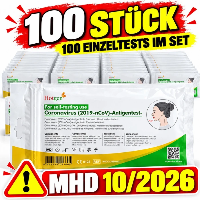 Hotgen Novel Coronavirus 2019-nCoV Antigen Schnelltest, 100 Stück