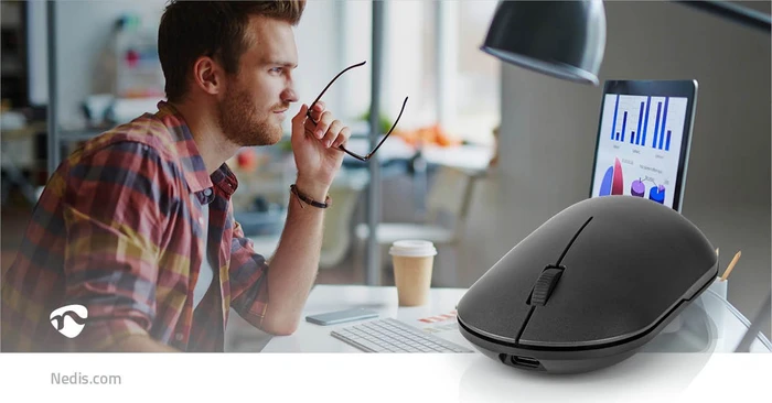 Nedis Silent Wireless Mouse, schwarz, USB