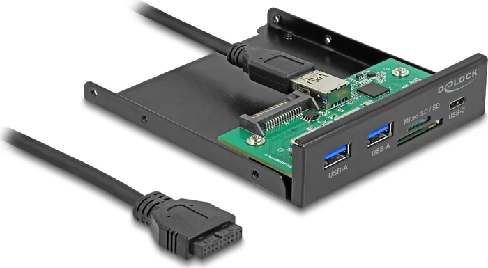 DeLOCK 3.5" USB Frontpanel, 1x USB-C 3.0, 2x USB-A 3.0, Cardreader, USB-A 3.0 [Buchse]