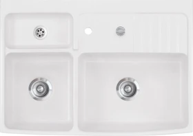 systemceram Centra 90 Becken rechts mit Ablauffernbedienung satin