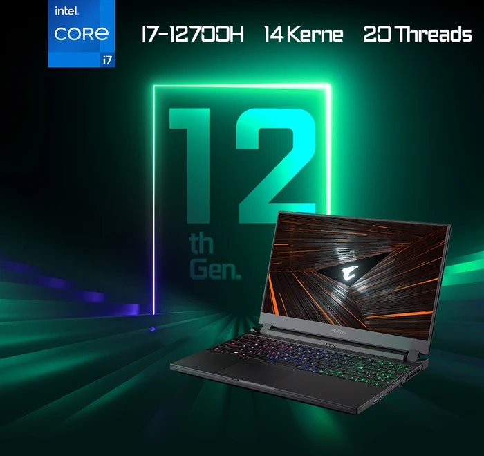 GIGABYTE AORUS 5, Core i7-12700H, 16GB RAM, 1TB SSD, GeForce RTX 3070, DE