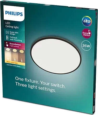 Philips Super Slim LED-Panel rund 36W schwarz