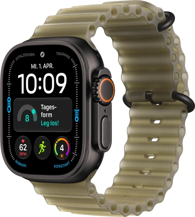 Apple Ocean Armband für Apple Watch Ultra 49mm halbtransparentes seegrasgrün/titan schwarz