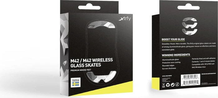 Cherry Xtrfy M42 / M42 Wireless Glass Skates, Mausgleiter, Litus White, grau/weiß